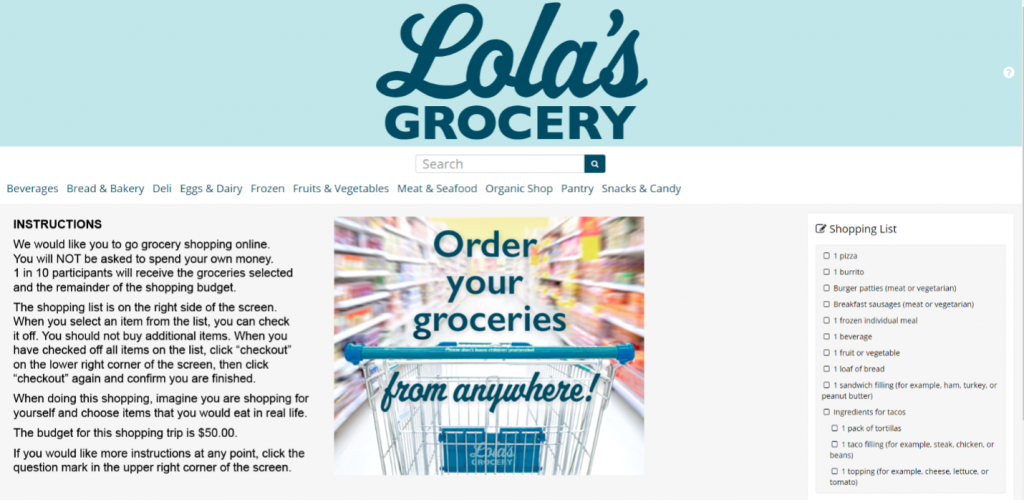 Lola's Grocery landing page