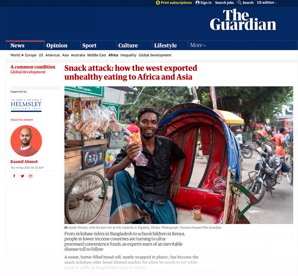 Screenshot of Guardian article webpage