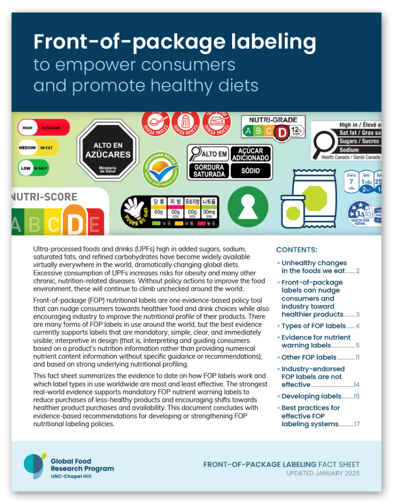 Front-of-package labeling thumbnail